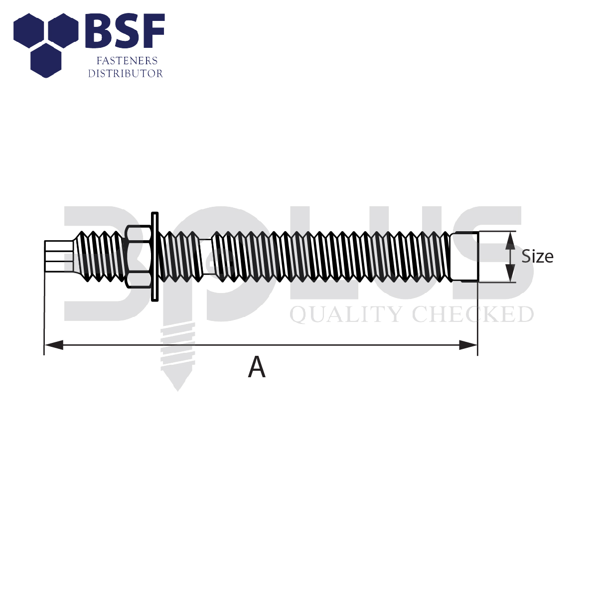 สตัดพุ๊กเคมี พร้อมน็อตและแหวน M24-3.0 x 300 mm.