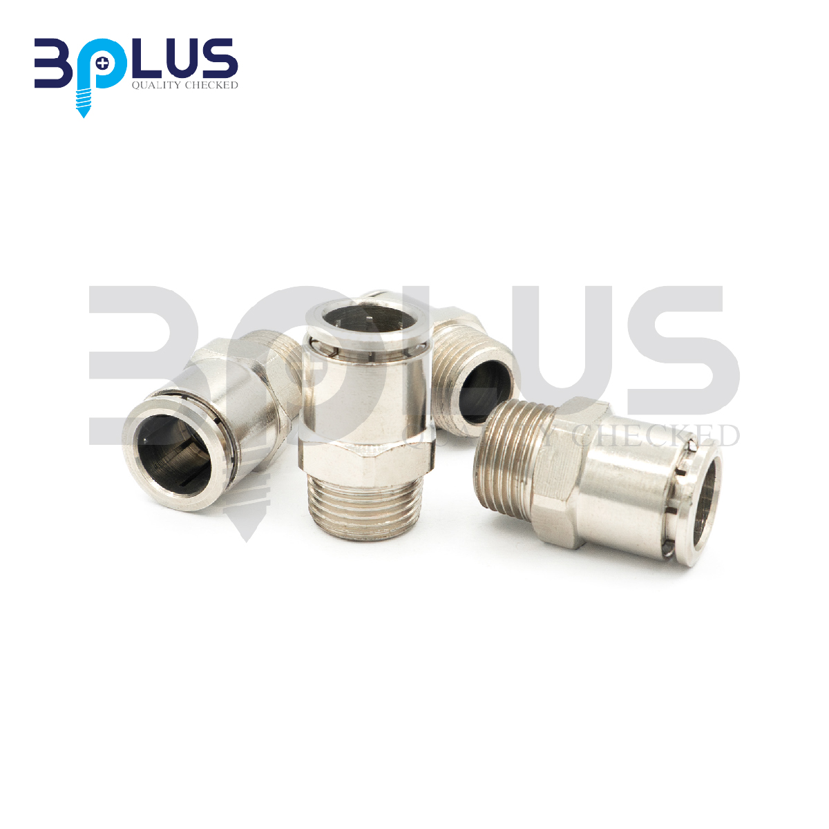 B-Plus ต่อตรงเสียบสายลมเกลียวนอก ทองเหลืองชุบ YPC-8-04