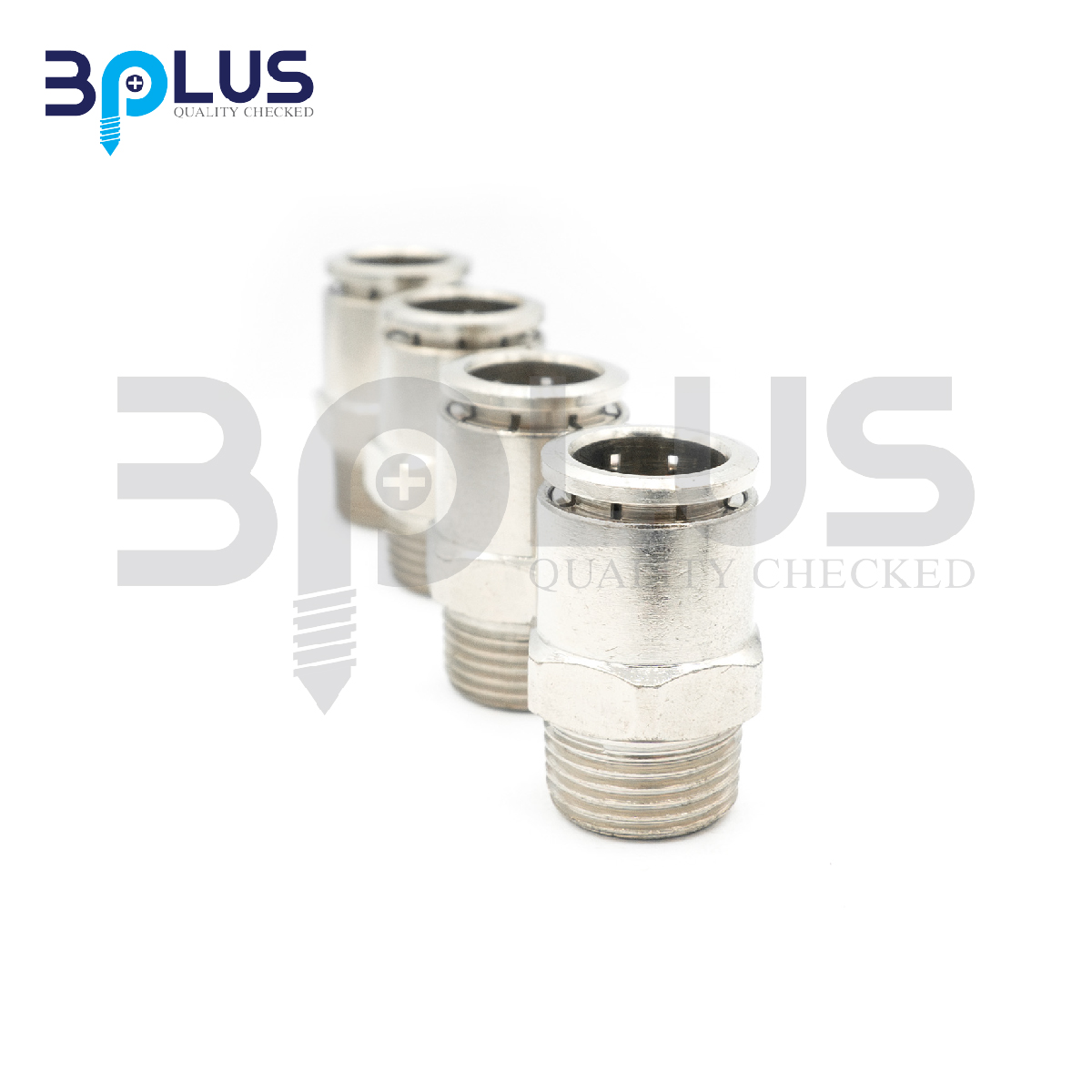 B-Plus ต่อตรงเสียบสายลมเกลียวนอก ทองเหลืองชุบ YPC-8-04