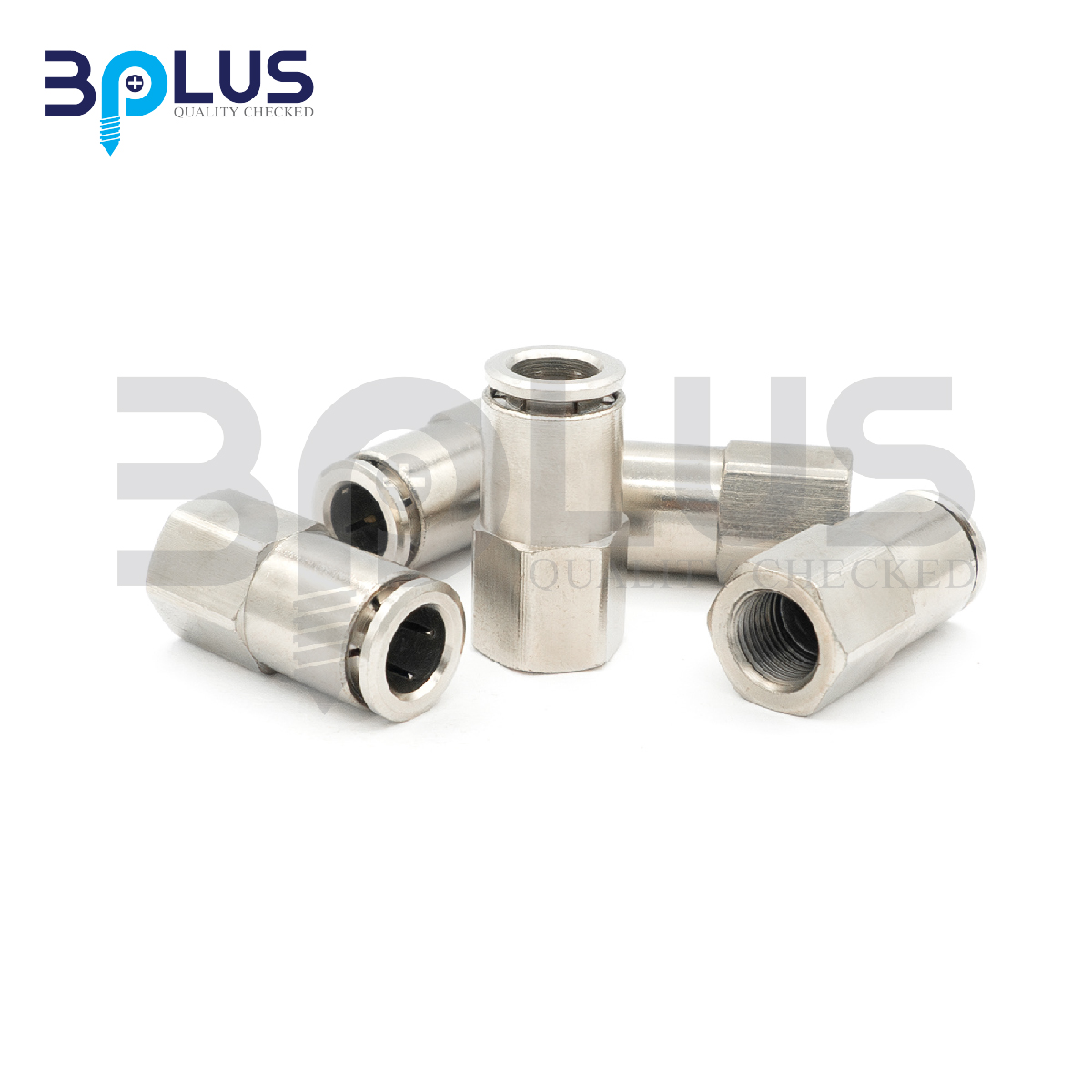B-Plus เสียบสายลมตรง เกลียวใน ทองเหลืองชุบ YPCF-10-02