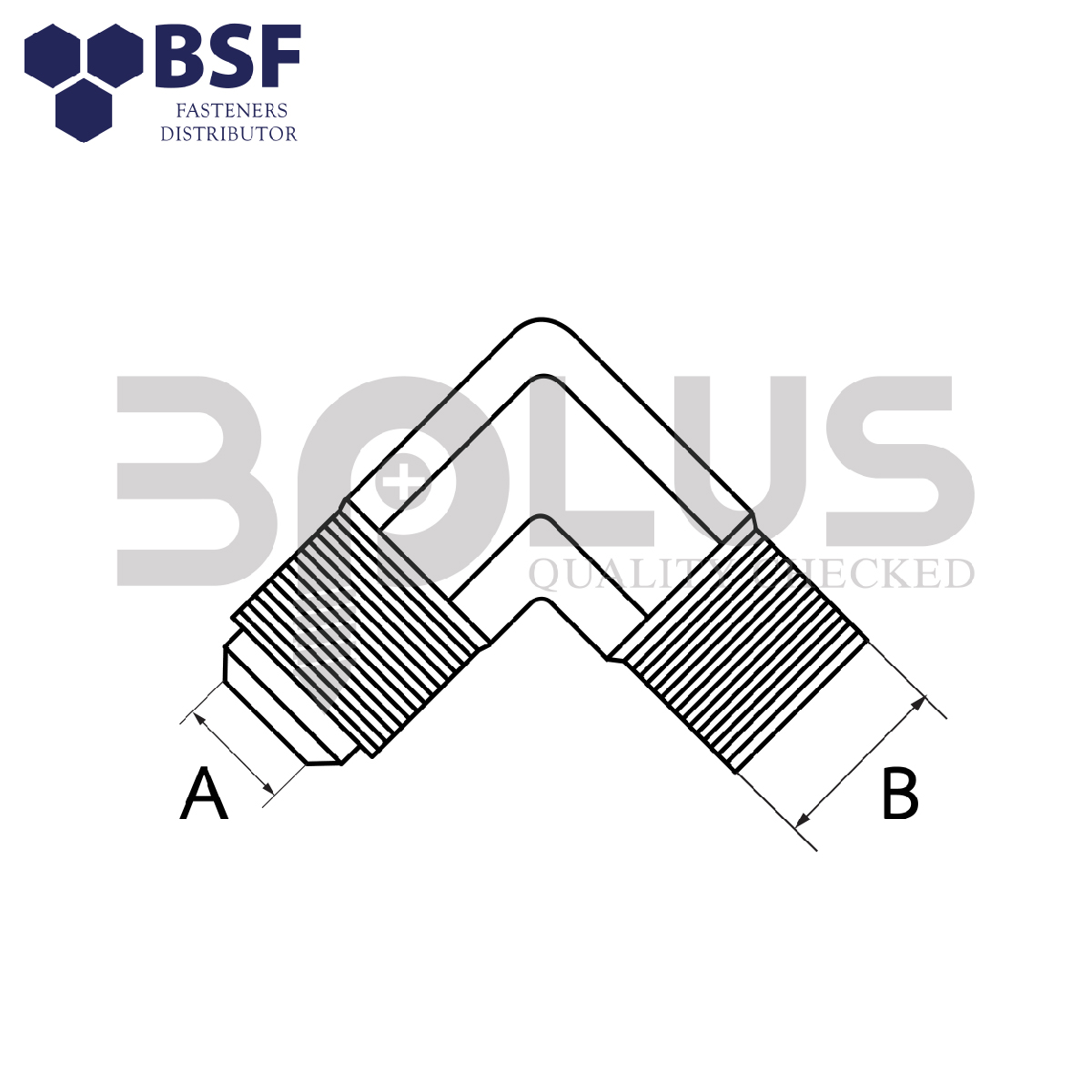 B-Plus ข้องอแฟลร์เกลียวนอก 1/2