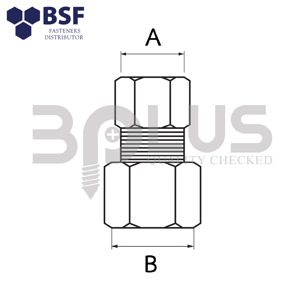 B-Plus ต่อตรงตาไก่เกลียวใน 1/4
