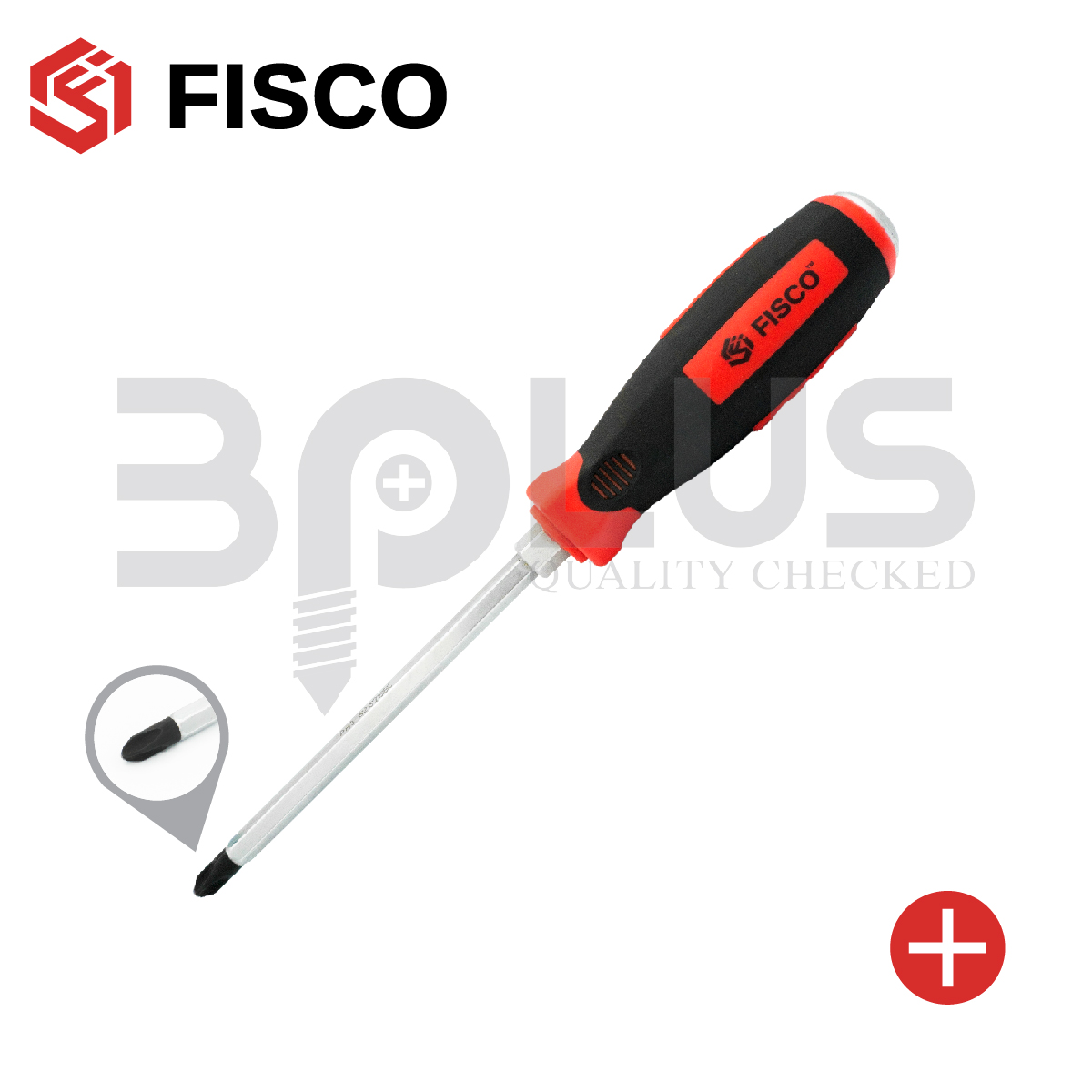 FISCO ไขควงทะลุแกนเหลี่ยม หัวแม่เหล็ก ปากแฉก PH1 ยาว 75 มม.