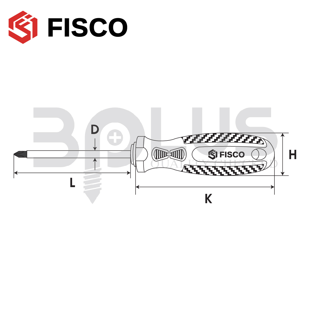 FISCO ไขควงแกนกลม หัวแม่เหล็ก ปากแฉก PH0 ยาว 75 มม.