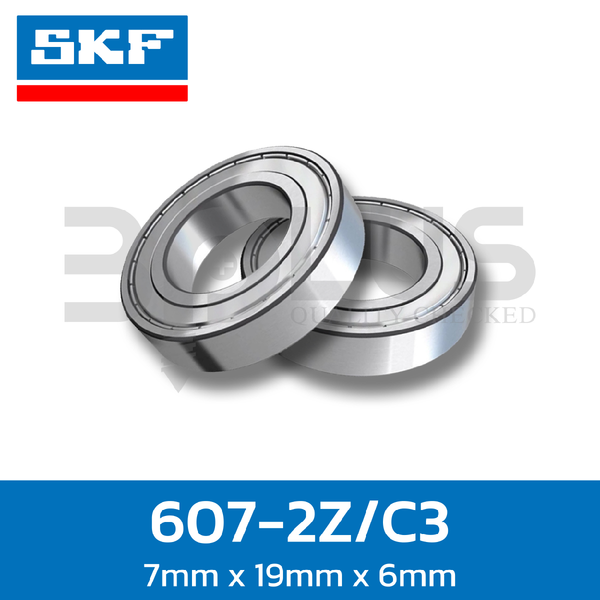 ตลับลูกปืน SKF เม็ดกลมร่องเดียว ฝาเหล็กสองด้าน 607-2Z/C3