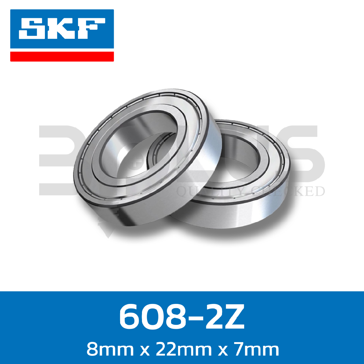 ตลับลูกปืน SKF เม็ดกลมร่องเดียว ฝาเหล็กสองด้าน 607-2Z/C3