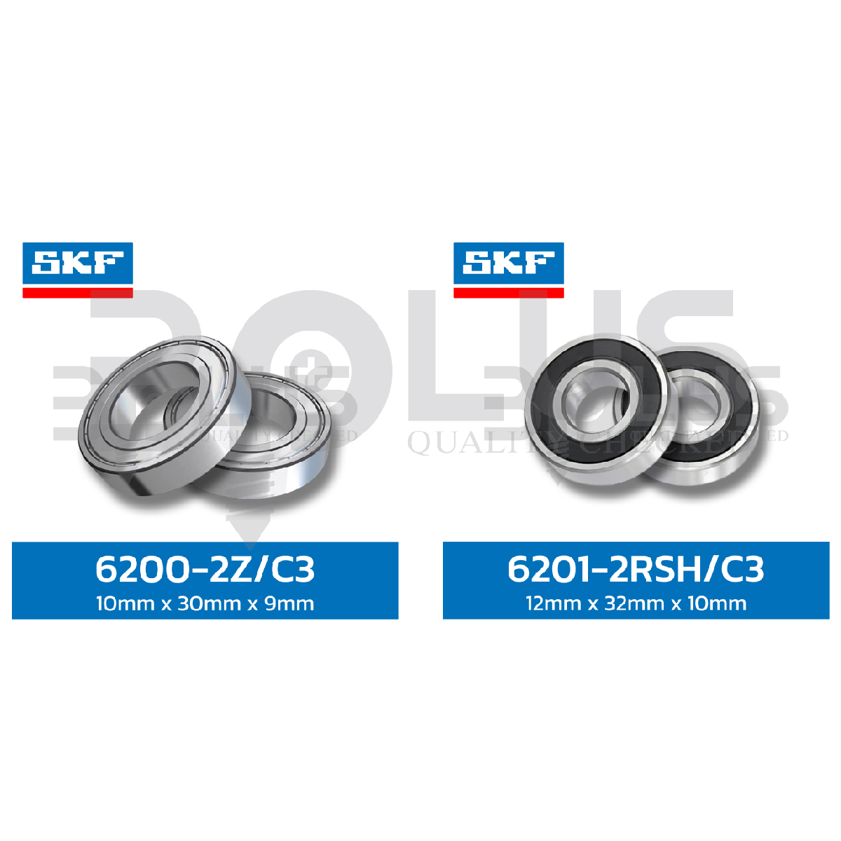 ตลับลูกปืน SKF เม็ดกลมร่องเดียว แผ่นยางสองด้าน 6205-2RSH/C3