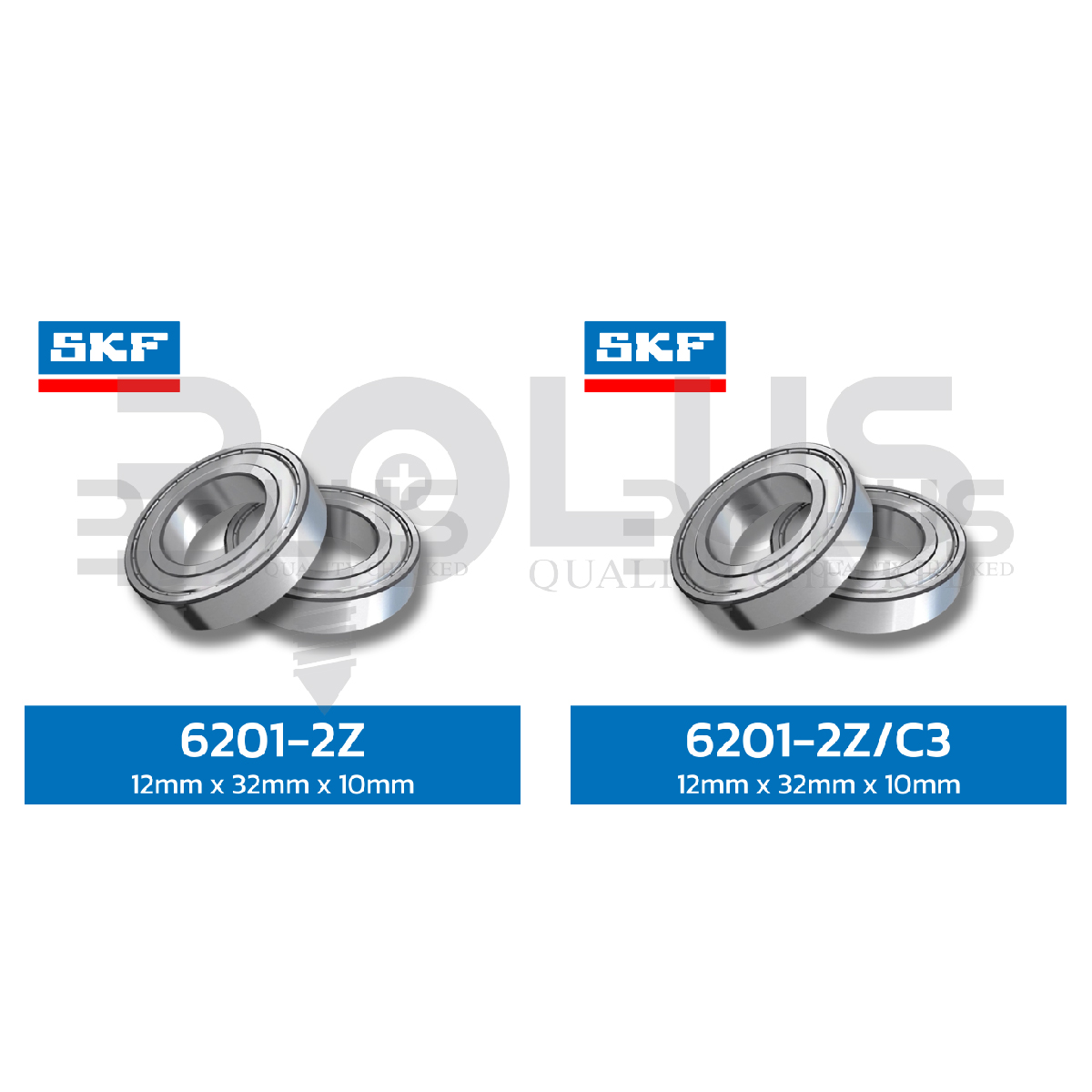 ตลับลูกปืน SKF เม็ดกลมร่องเดียว แผ่นยางสองด้าน 6205-2RSH/C3