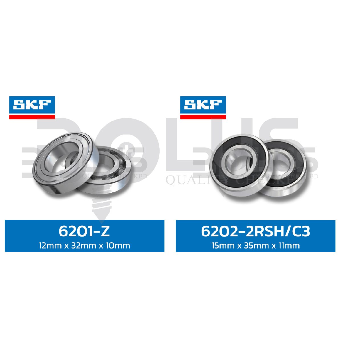 ตลับลูกปืน SKF เม็ดกลมร่องเดียว แผ่นยางสองด้าน 6205-2RSH/C3