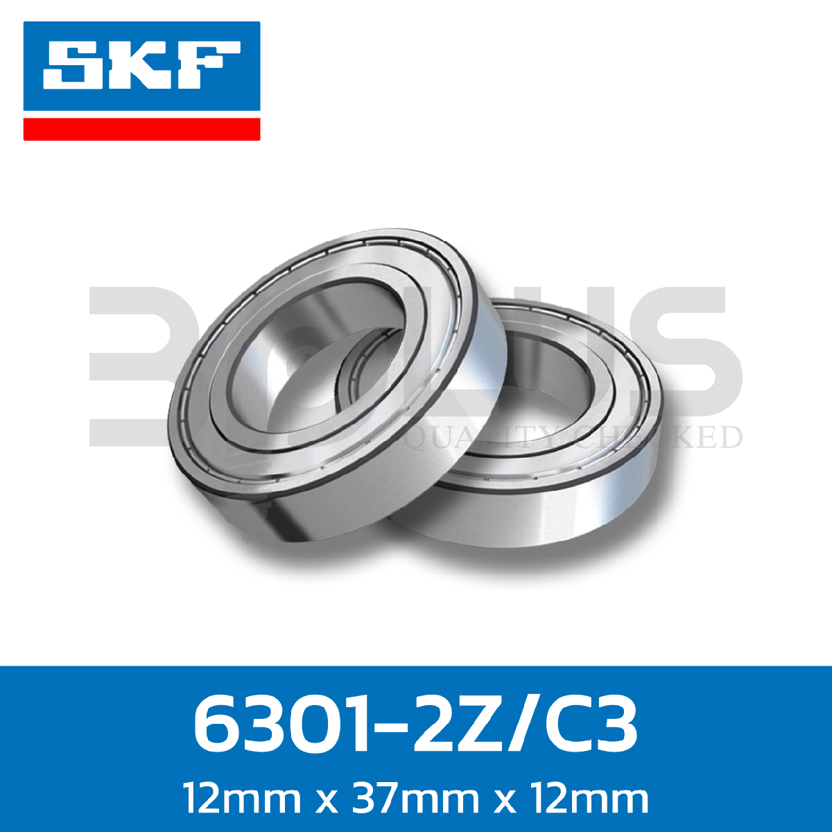 ตลับลูกปืน SKF เม็ดกลมร่องเดียว แผ่นยางสองด้าน 6300-2RSH/C3